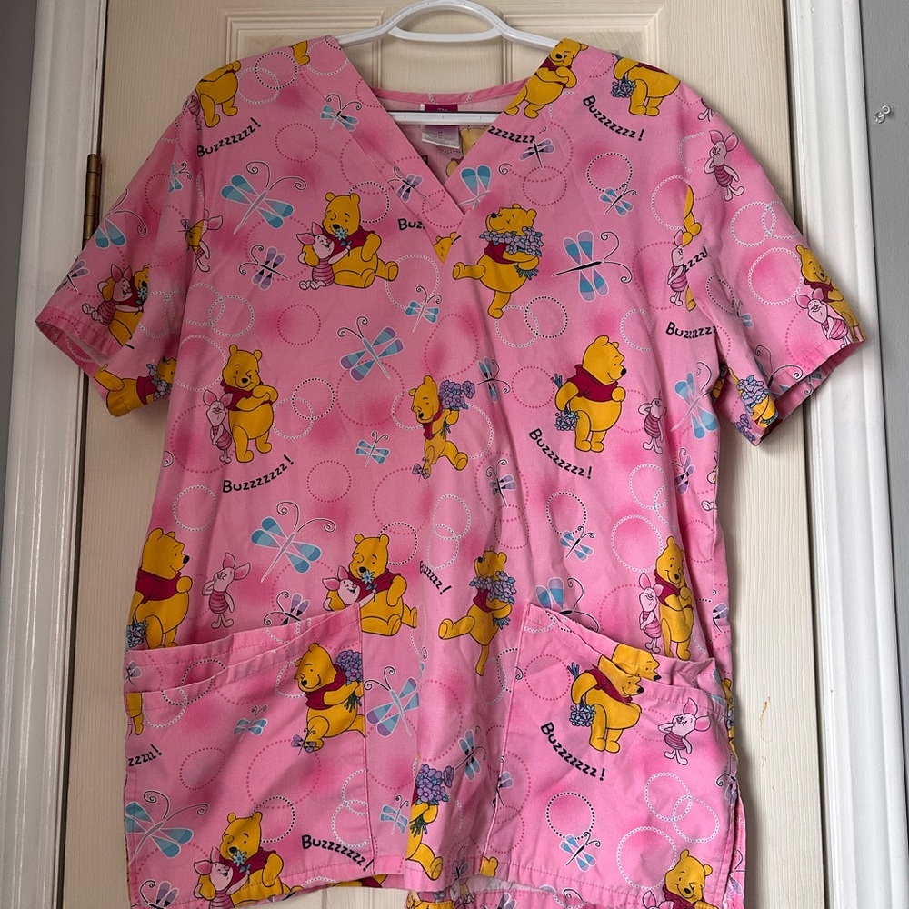 Pink Winnie the Pooh Scrub Top